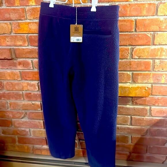 Patagonia Shearling Fleece Cropped Pants Women's M Navy Relaxed Fit Pull On - Picture 1 of 6